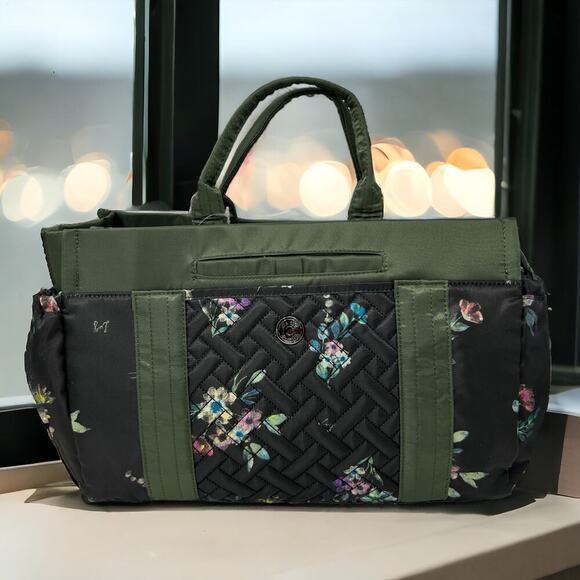 lug Handbags - Lug Romper 2 Bouquet Black Organize Travel Craft Art Journal Crossbody Tote Bag
